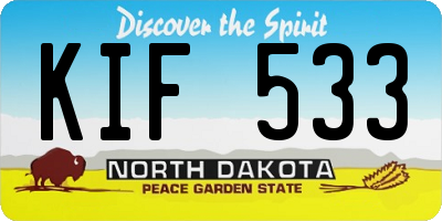 ND license plate KIF533