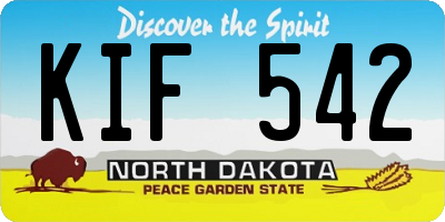 ND license plate KIF542