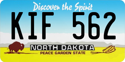 ND license plate KIF562
