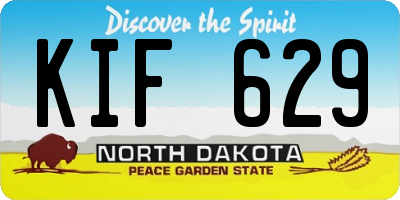 ND license plate KIF629