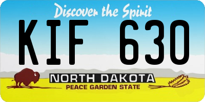 ND license plate KIF630