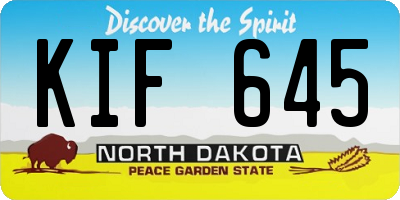 ND license plate KIF645