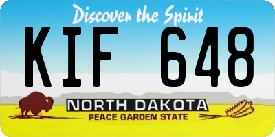 ND license plate KIF648