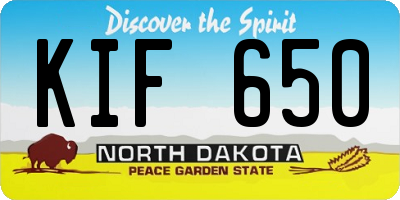 ND license plate KIF650