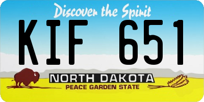 ND license plate KIF651