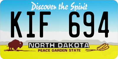 ND license plate KIF694