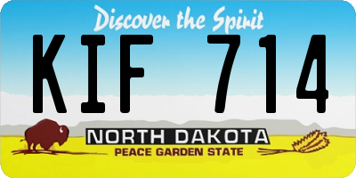 ND license plate KIF714