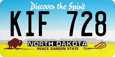 ND license plate KIF728