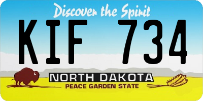 ND license plate KIF734