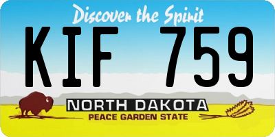ND license plate KIF759