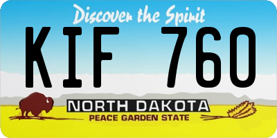 ND license plate KIF760