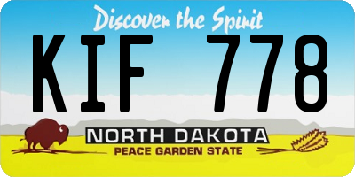 ND license plate KIF778