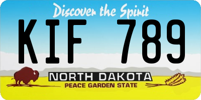 ND license plate KIF789