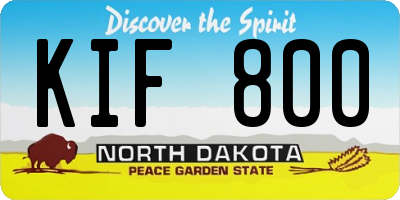 ND license plate KIF800