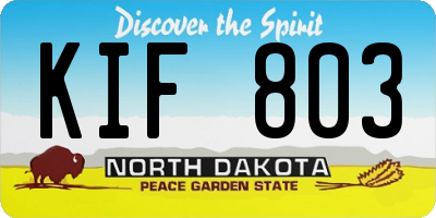 ND license plate KIF803