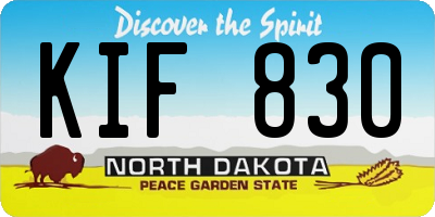 ND license plate KIF830