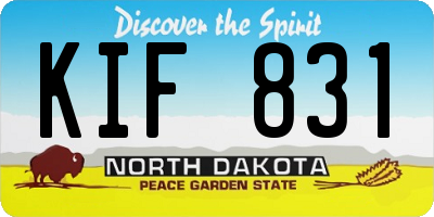 ND license plate KIF831
