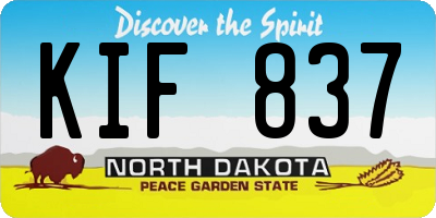 ND license plate KIF837