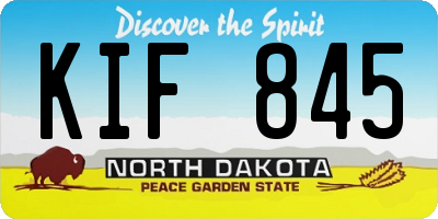ND license plate KIF845