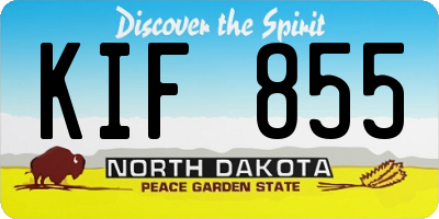 ND license plate KIF855