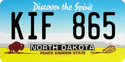 ND license plate KIF865