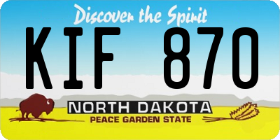 ND license plate KIF870
