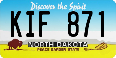 ND license plate KIF871