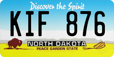 ND license plate KIF876