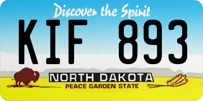 ND license plate KIF893