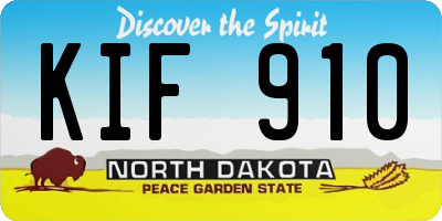 ND license plate KIF910