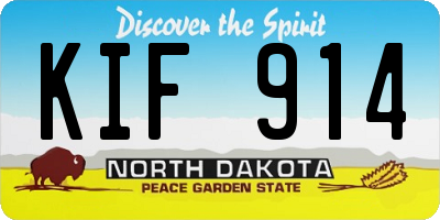 ND license plate KIF914