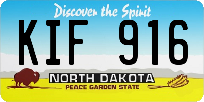 ND license plate KIF916