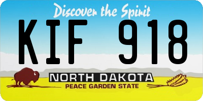 ND license plate KIF918