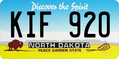 ND license plate KIF920