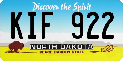 ND license plate KIF922