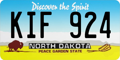 ND license plate KIF924