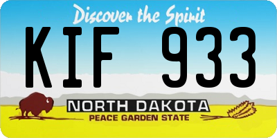 ND license plate KIF933