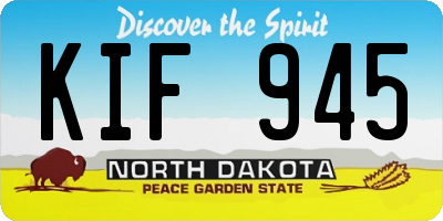 ND license plate KIF945