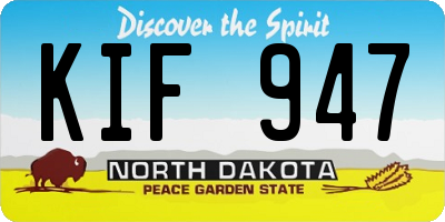 ND license plate KIF947