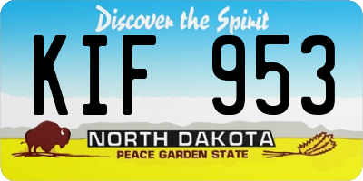 ND license plate KIF953