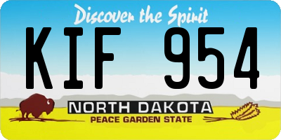 ND license plate KIF954