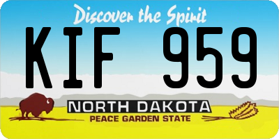 ND license plate KIF959