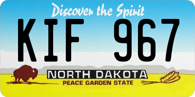 ND license plate KIF967