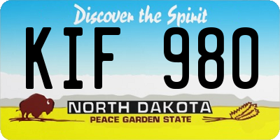 ND license plate KIF980