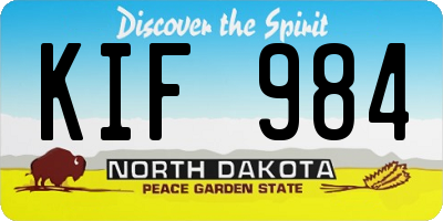 ND license plate KIF984