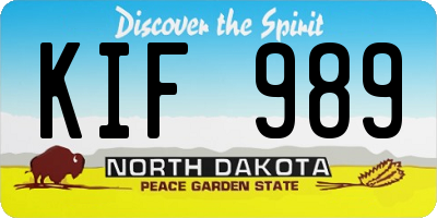 ND license plate KIF989