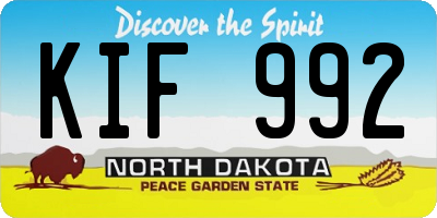 ND license plate KIF992