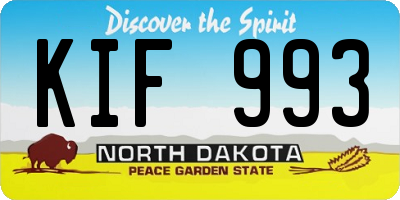 ND license plate KIF993