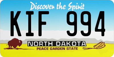 ND license plate KIF994