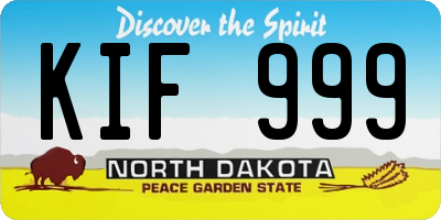 ND license plate KIF999